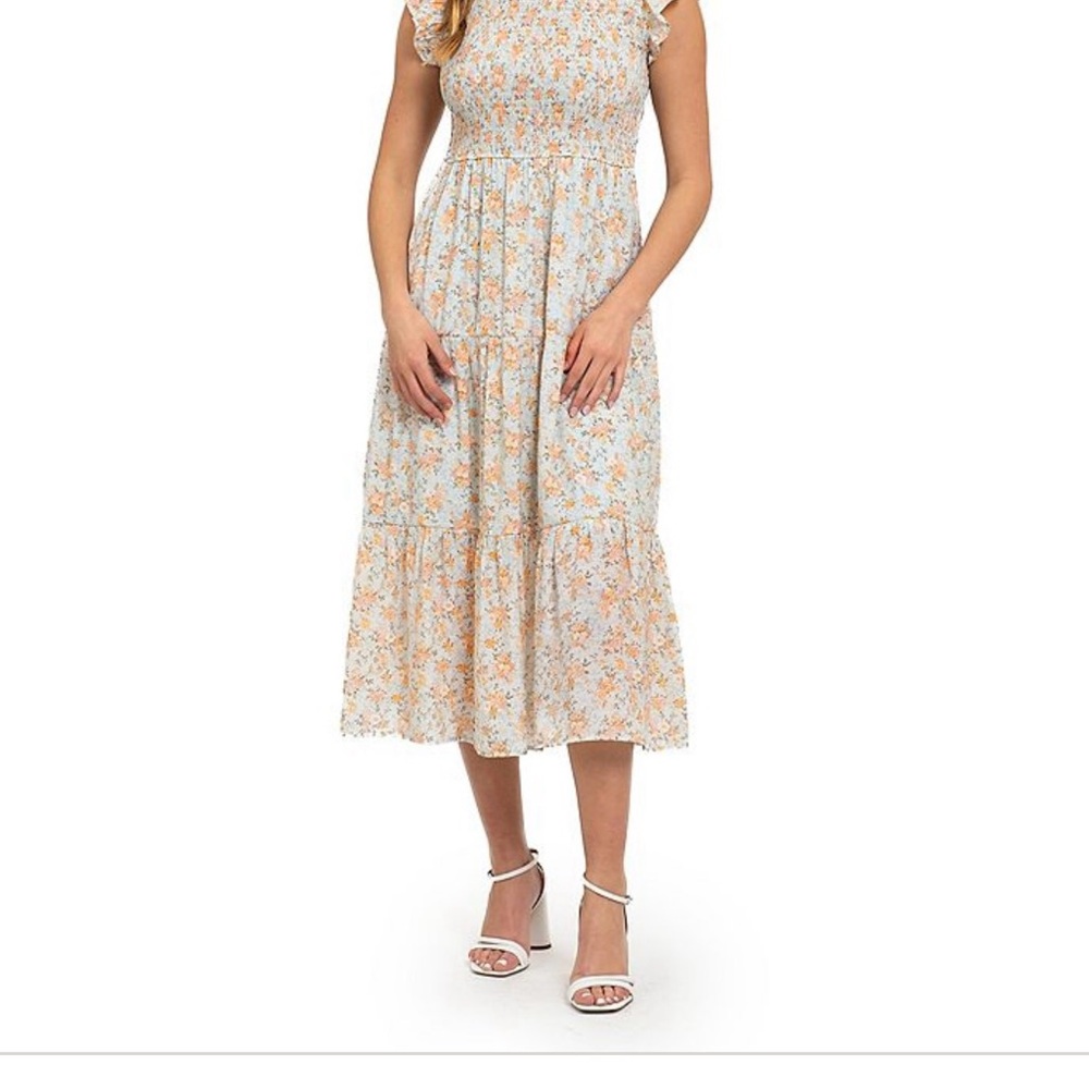 Floral Cream Midi Dress